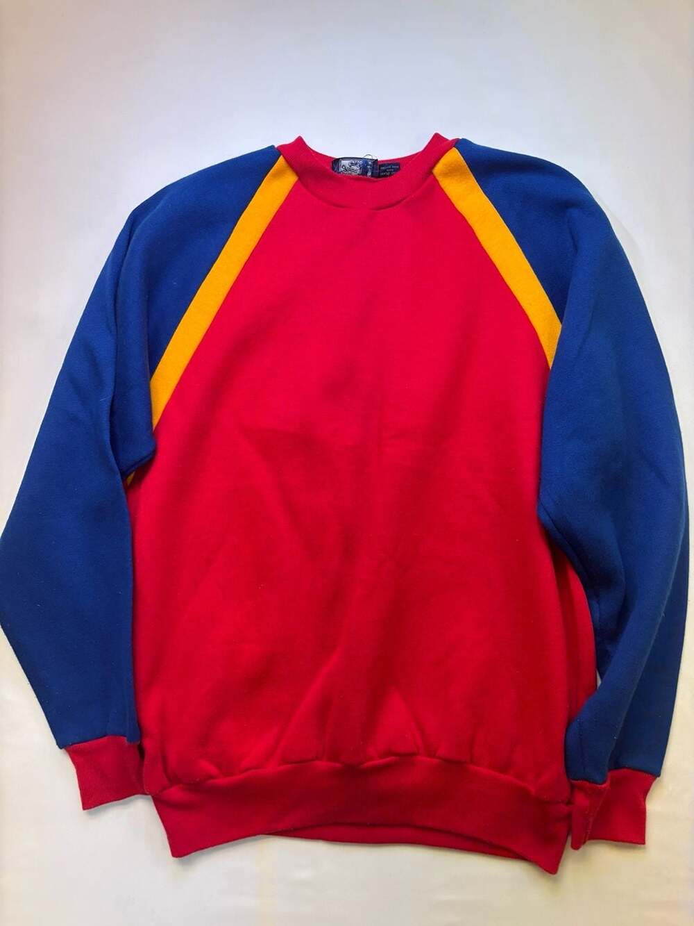 Vintage Sutton Place Colorblock Crewneck Sweatshirt Red Blue Yellow Large